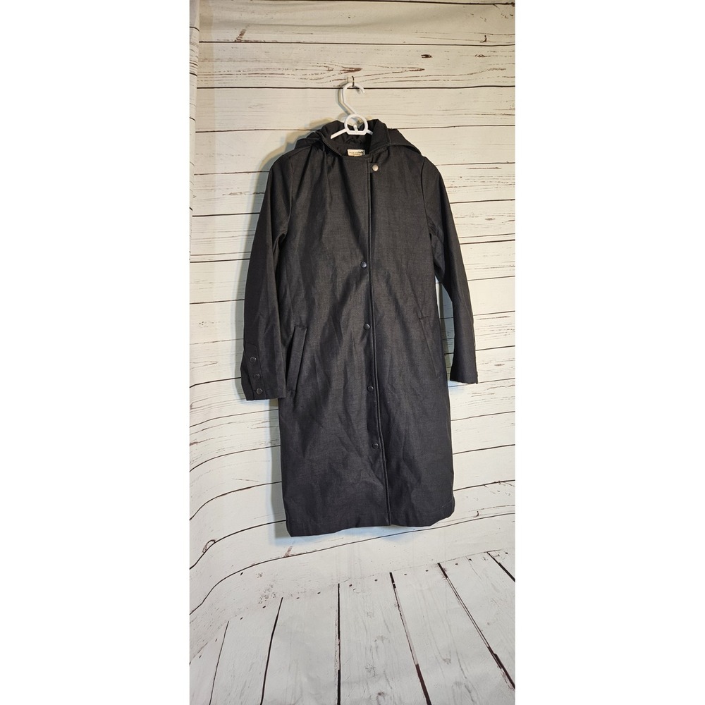 Mia Melon Women's Charcoal Grey‎ Long Hooded Trench Coat XS Snap Front